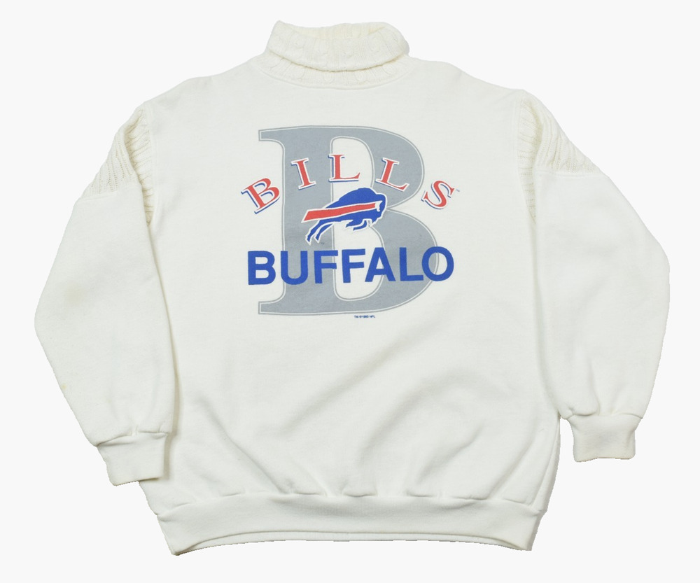 Vintage Buffalo Bills Cliff Engle Turtleneck Sweater Womens Large White RARE